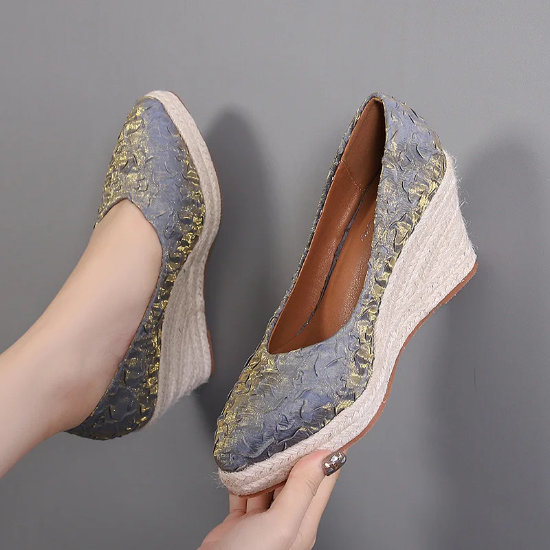 8cm Size 34-42 Breathable Comf - Wedge Espadrille Women ulasan dan harga