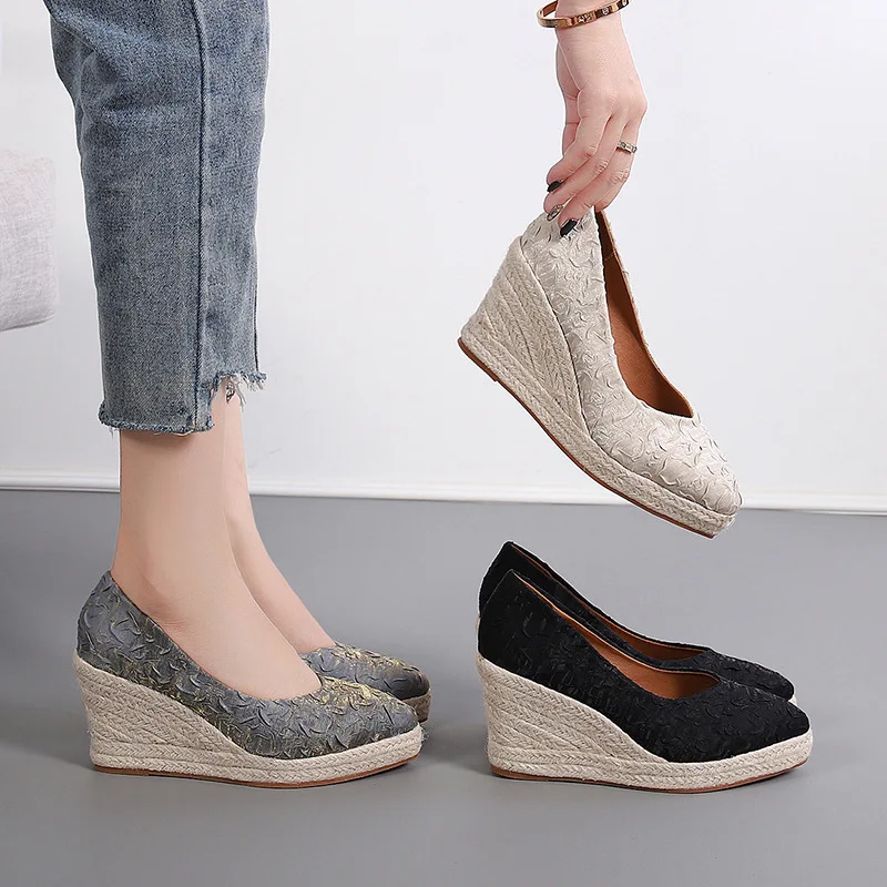 8cm Size 34-42 Breathable Comf - Wedge Espadrille Women ulasan dan harga