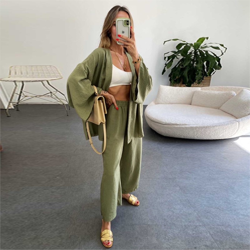 Women's Linen Trouser Suit Wit - Linen Pant Wide ulasan dan harga