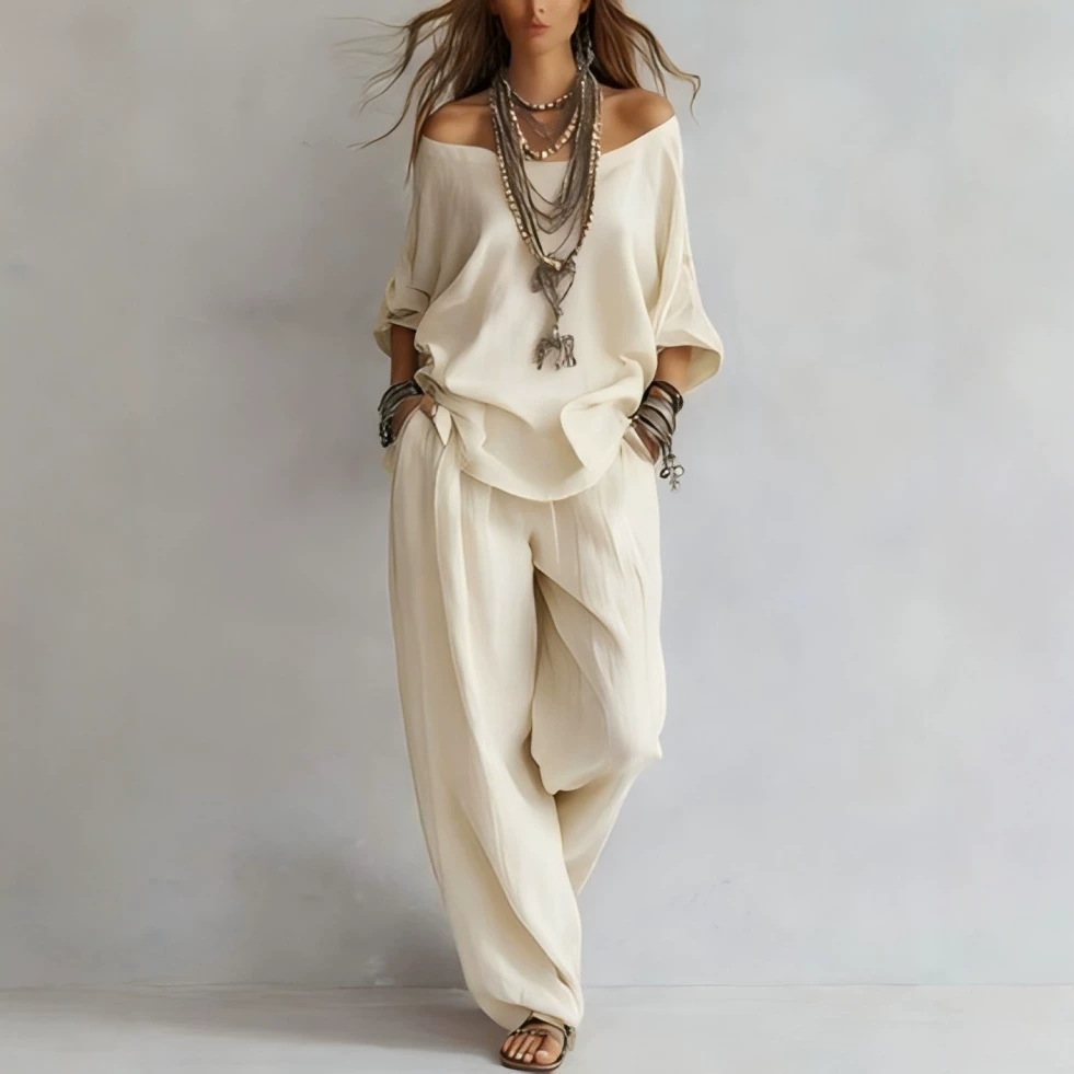 Casual Loose Linen Seven Sleev - Linen Pant Wide ulasan dan harga