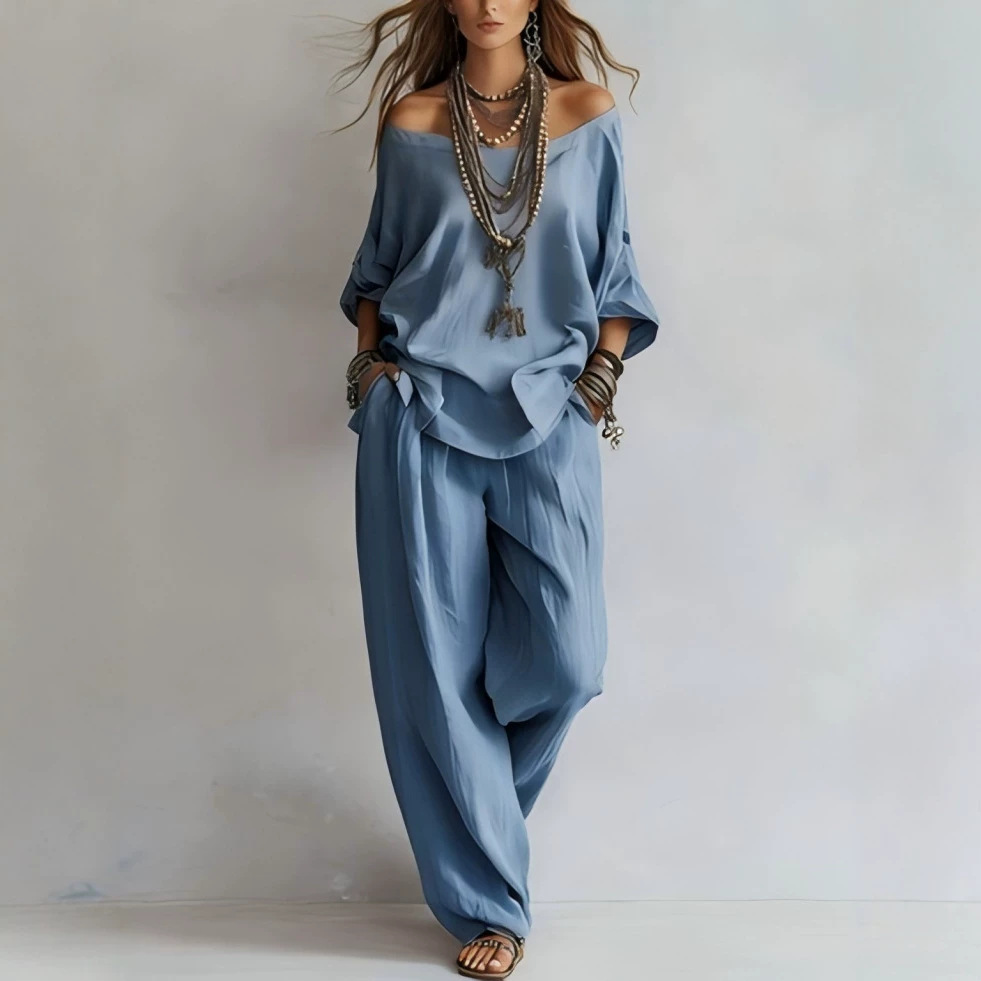 Casual Loose Linen Seven Sleev - Linen Pant Wide ulasan dan harga