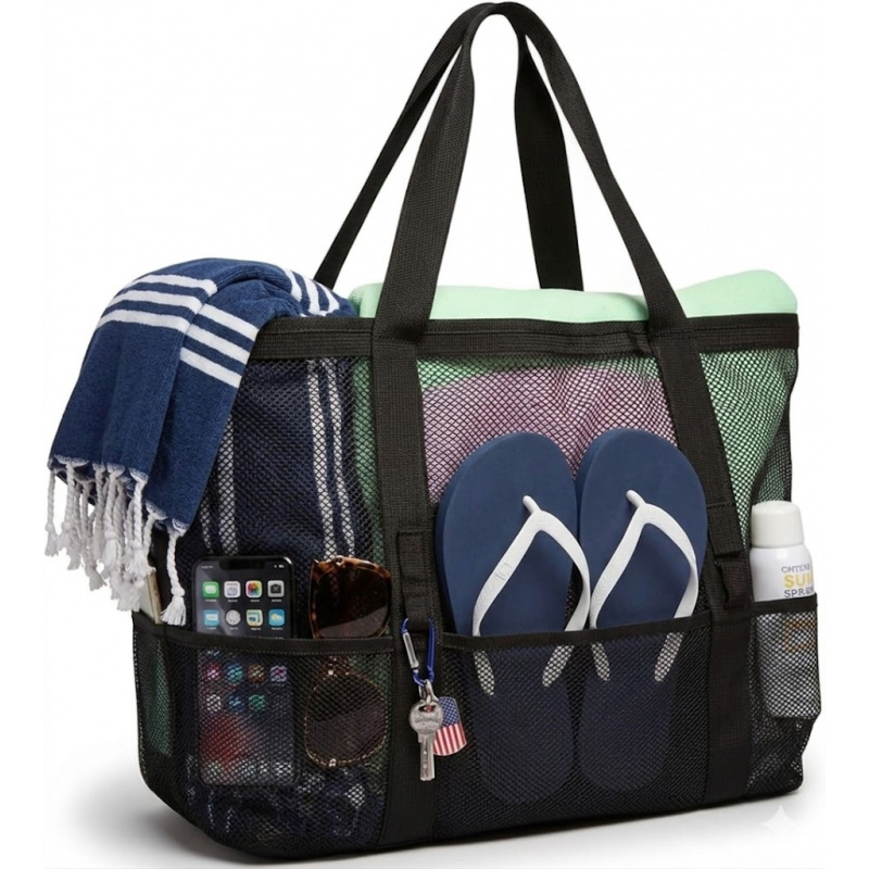 Oversized Mesh Beach Bag With  - Tote Bag Beach ulasan dan harga