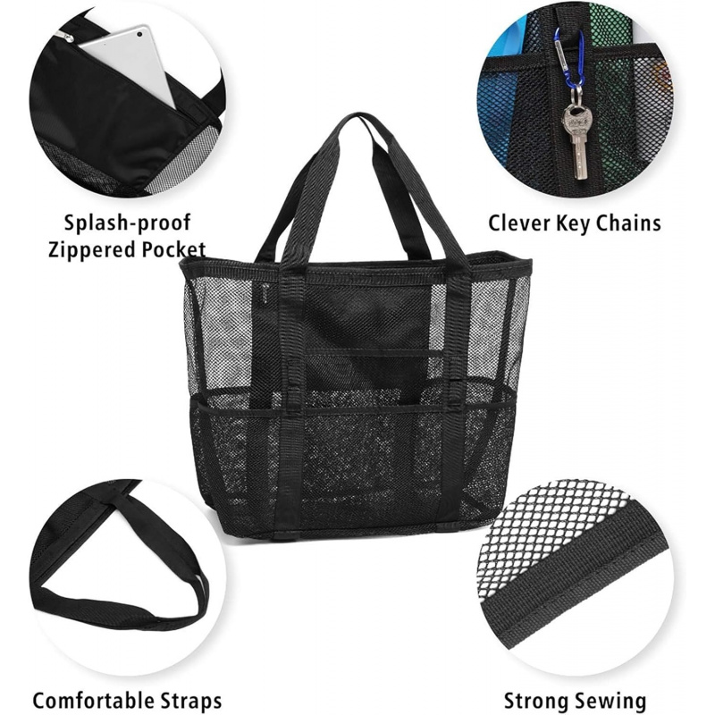 Oversized Mesh Beach Bag With  - Tote Bag Beach ulasan dan harga