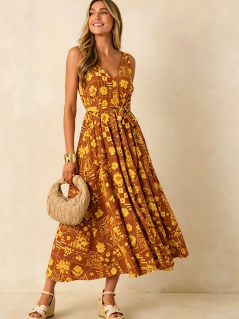 Summer 2026 Large Size Floral  - Linen Dress Wrap ulasan dan harga