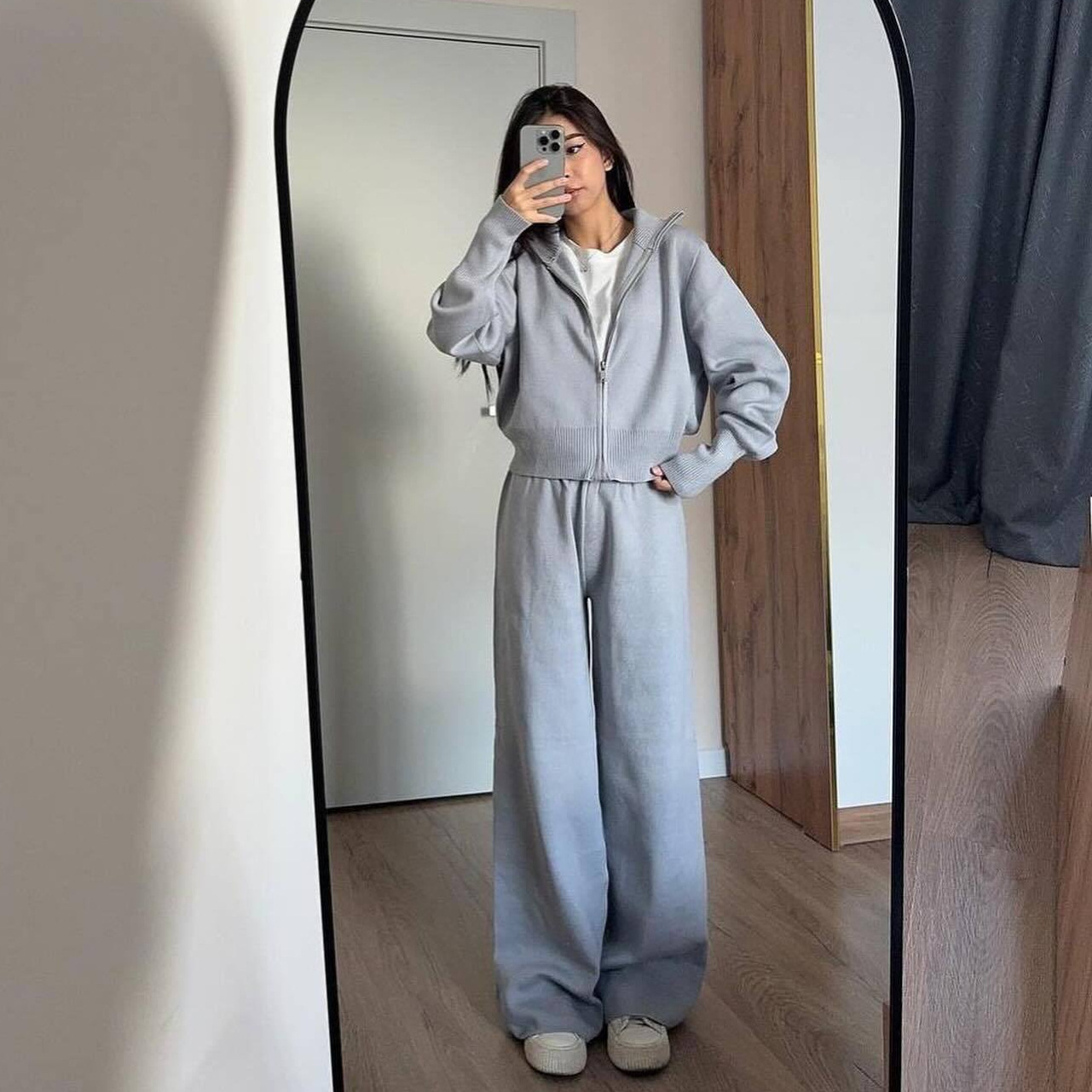 Women Matching Sets Knitted Ca - Linen Pant Wide ulasan dan harga