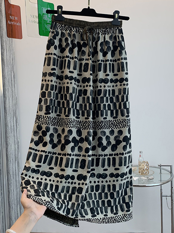 Retro Floral Print Loose Light - Midi Skirt Floral ulasan dan harga