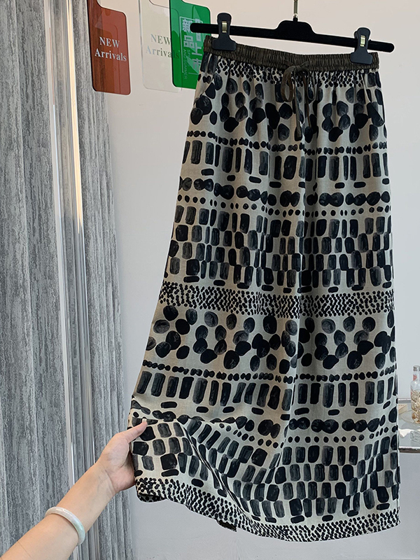 Retro Floral Print Loose Light - Midi Skirt Floral ulasan dan harga
