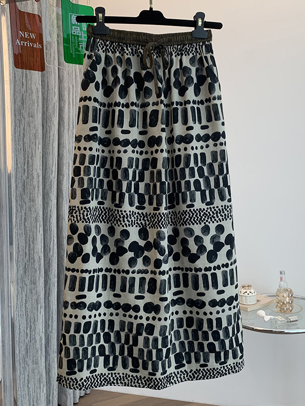 Retro Floral Print Loose Light - Midi Skirt Floral ulasan dan harga