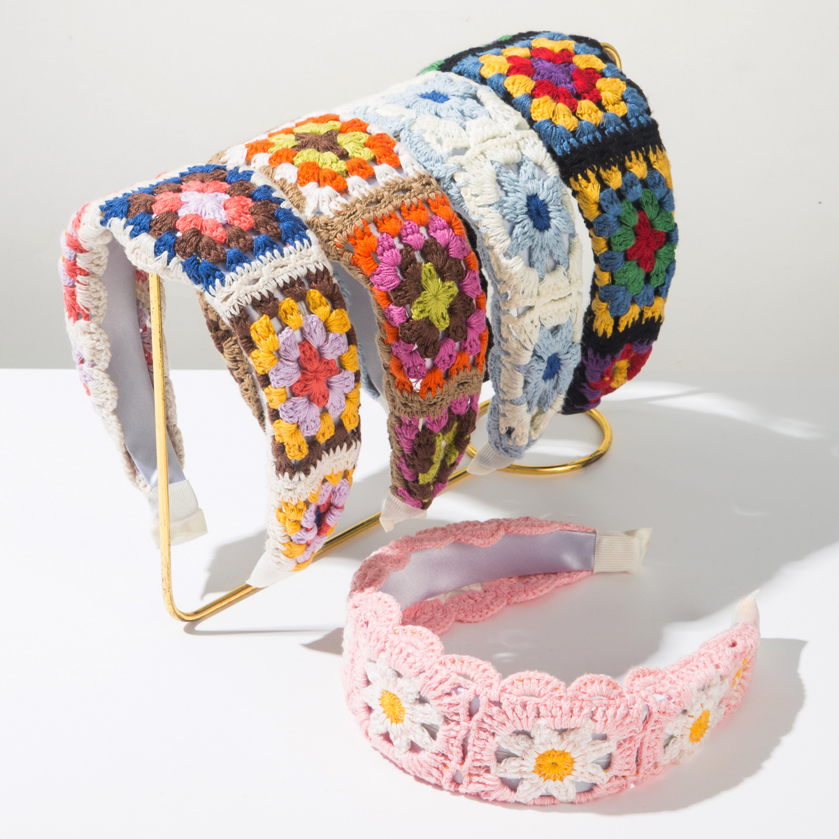 Boho Hand Knit Crochet Flower  - Headband Summer Knit ulasan dan harga