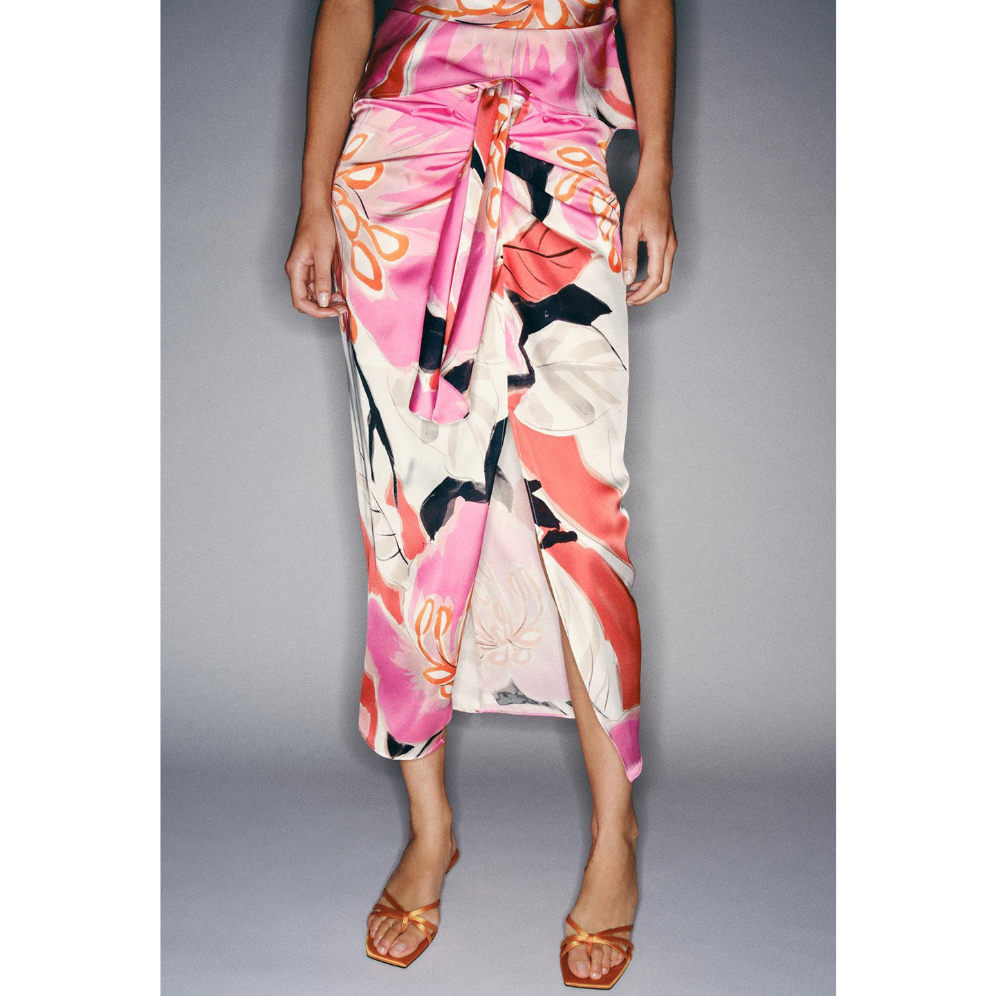 High Waist Midi Skirt round Ne - Midi Skirt Floral ulasan dan harga