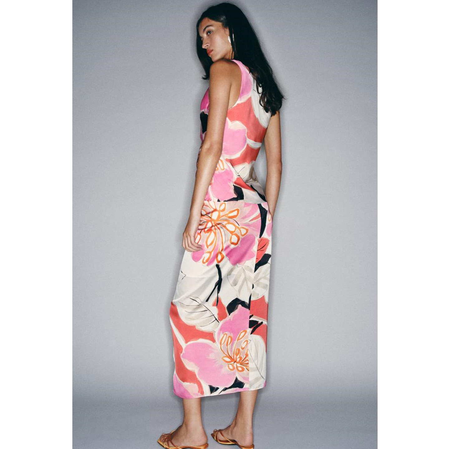 High Waist Midi Skirt round Ne - Midi Skirt Floral ulasan dan harga