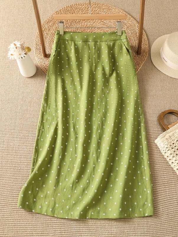 High Waist Floral Half Skirt T - Midi Skirt Floral ulasan dan harga