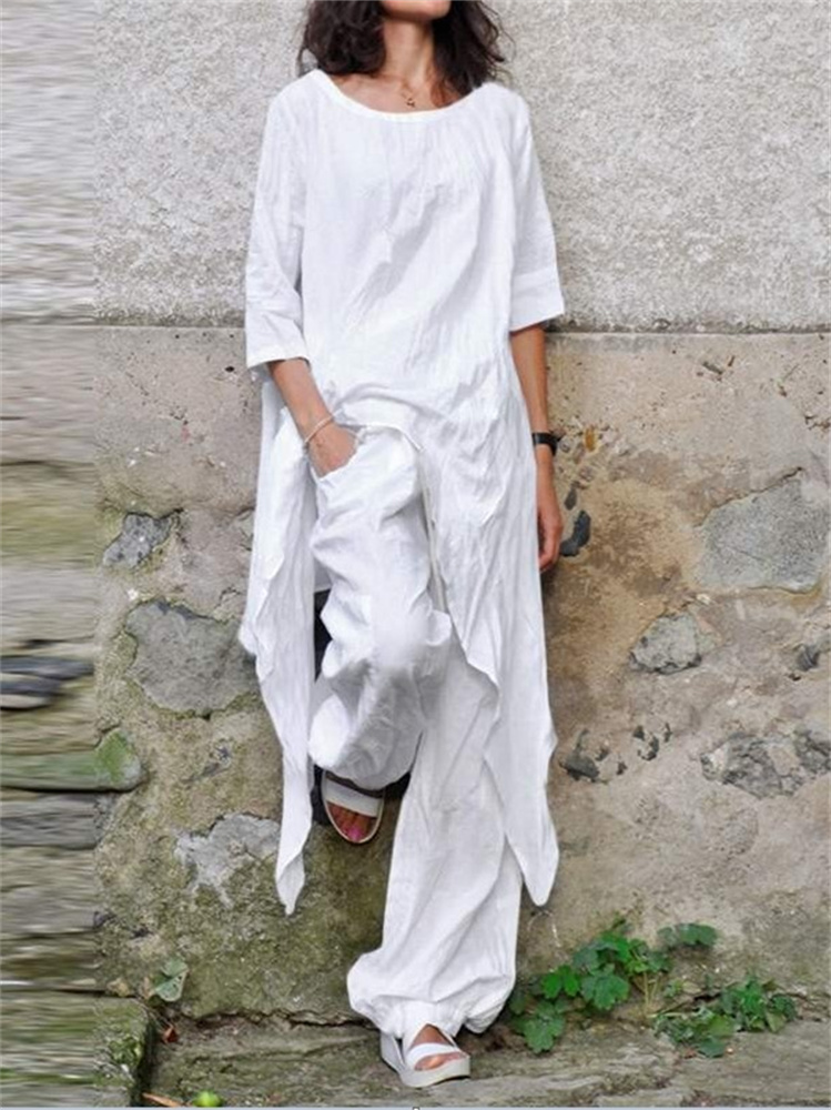 Wmstar Two Piece Set Women Cas - Linen Pant Wide ulasan dan harga