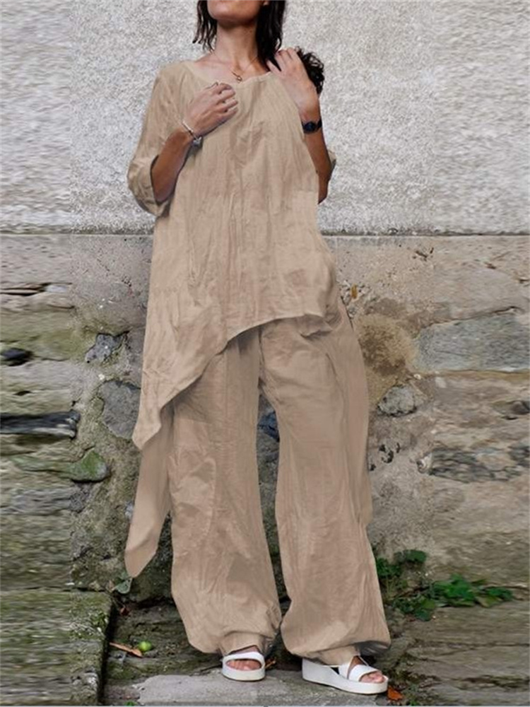 Wmstar Two Piece Set Women Cas - Linen Pant Wide ulasan dan harga