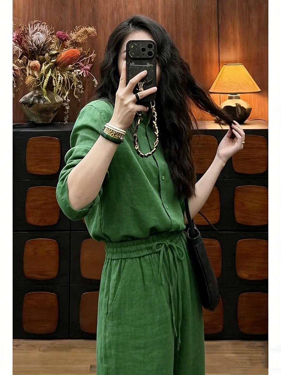 Loose Fit Linen Shirt And Wide - Linen Pant Wide ulasan dan harga