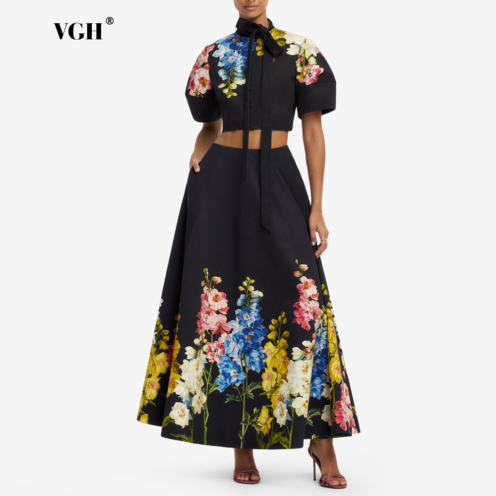 VGH Elegant Floral Printed Two - Midi Skirt Floral ulasan dan harga