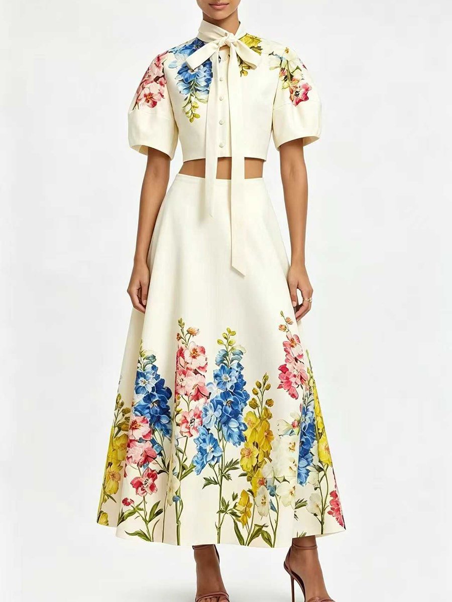 VGH Elegant Floral Printed Two - Midi Skirt Floral ulasan dan harga
